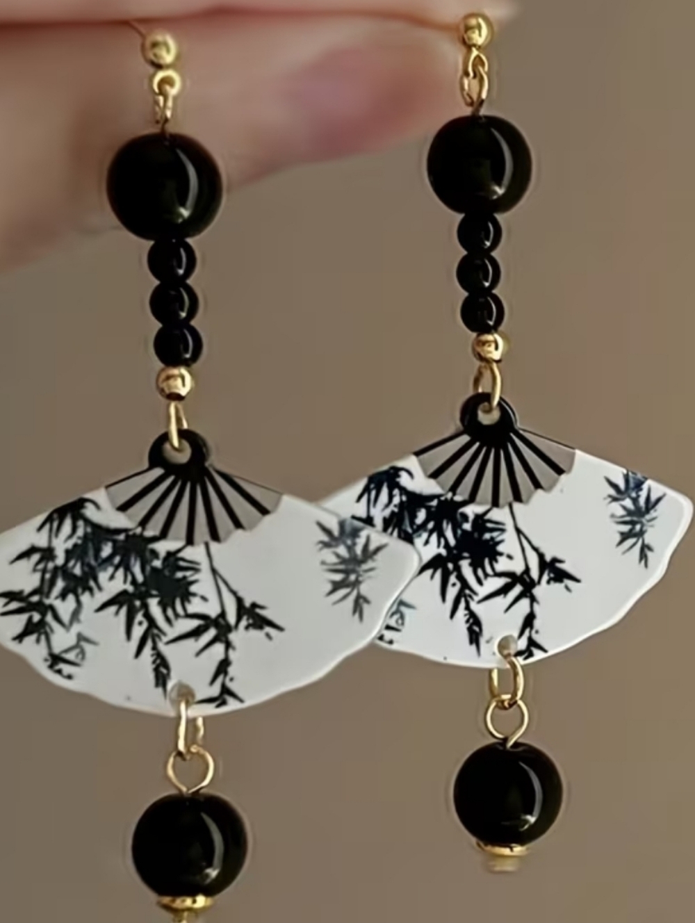Vintage Fan-Shaped Earrings